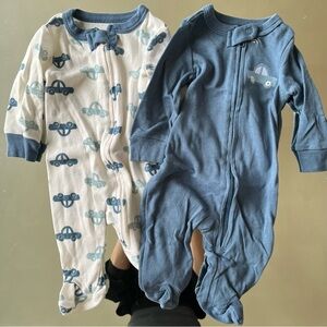 Baby Boy Tahari Blue Cars Sleep & Play Pajamas